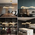 Lampa Wisząca LED Fala Liniowa Złota Nad Stół Glamour WAVE ELEGANCE 100 CM