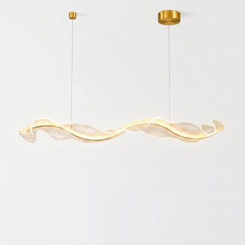 Lampa Wisząca LED Fala Liniowa Złota Nad Stół Glamour WAVE ELEGANCE 150 CM