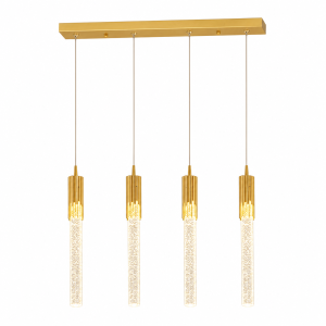 Lampa Wisząca LED Kryształowa Złota Nad Stół Glamour 4 Tuby 60 cm CRYSTAL DROP
