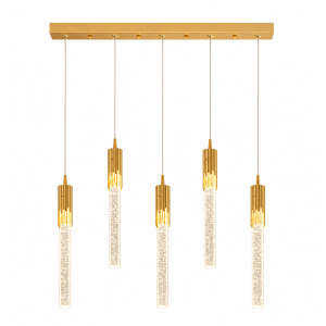 Lampa Wisząca LED Kryształowa Złota Nad Stół Glamour 5 Tub 80 cm CRYSTAL DROP