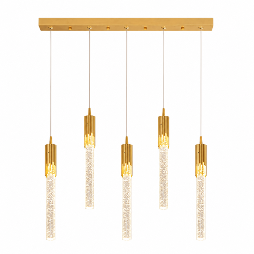 Lampa Wisząca LED Kryształowa Złota Nad Stół Glamour 5 Tub 80 cm CRYSTAL DROP