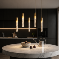 Lampa Wisząca LED Kryształowa Złota Nad Stół Glamour 5 Tub 80 cm CRYSTAL DROP