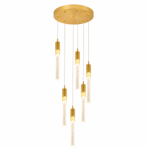 Lampa Wisząca LED Kryształowa Złota Nad Stół Glamour 5 Tub 80 cm CRYSTAL DROP