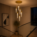 Lampa Wisząca LED Kryształowa Złota Nad Stół Glamour 5 Tub 80 cm CRYSTAL DROP