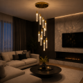 Lampa Wisząca LED Kryształowa Kaskada Złota Glamour 10 Tub 120 cm CRYSTAL DROP