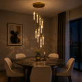 Lampa Wisząca LED Kryształowa Kaskada Złota Glamour 10 Tub 120 cm CRYSTAL DROP