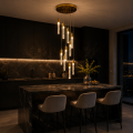 Lampa Wisząca LED Kryształowa Kaskada Złota Glamour 10 Tub 120 cm CRYSTAL DROP