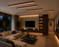 Lampa Sufitowa LED Kinkiet Liniowa Drewniana Orzech Natynkowa Japandi LINEAR CEILING 60 - 200 cm