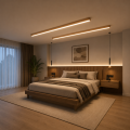 Lampa Sufitowa LED Kinkiet Liniowa Drewniana Orzech Natynkowa Japandi LINEAR CEILING 60 - 200 cm