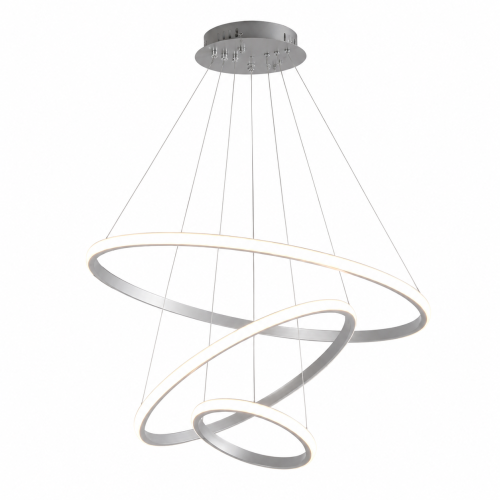 Nowoczesna lampa wisząca LED 3 Ringi Srebrna Biała Elegancki żyrandol do nowoczesnych wnętrz