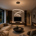Nowoczesna lampa wisząca LED 3 Ringi Srebrna Biała Elegancki żyrandol do nowoczesnych wnętrz