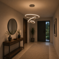 Nowoczesna lampa wisząca LED 3 Ringi Srebrna Biała Elegancki żyrandol do nowoczesnych wnętrz