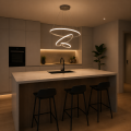 Nowoczesna lampa wisząca LED 3 Ringi Srebrna Biała Elegancki żyrandol do nowoczesnych wnętrz