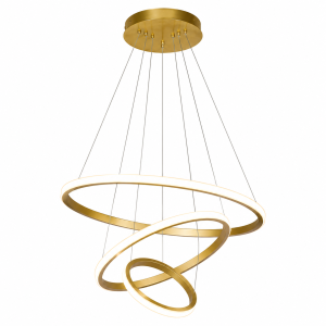 Nowoczesna lampa wisząca LED 3 Ringi Złota Elegancki żyrandol do nowoczesnych wnętrz