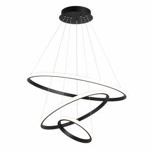Nowoczesna lampa wisząca LED 3 Ringi Czarny Biały Elegancki żyrandol do nowoczesnych wnętrz