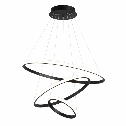 Nowoczesna lampa wisząca LED 3 Ringi Czarny Biały Elegancki żyrandol do nowoczesnych wnętrz