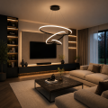 Nowoczesna lampa wisząca LED 3 Ringi Czarny Biały Elegancki żyrandol do nowoczesnych wnętrz