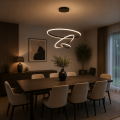 Nowoczesna lampa wisząca LED 3 Ringi Czarny Biały Elegancki żyrandol do nowoczesnych wnętrz