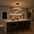 Nowoczesna lampa wisząca LED 3 Ringi Czarny Biały Elegancki żyrandol do nowoczesnych wnętrz