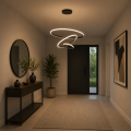 Nowoczesna lampa wisząca LED 3 Ringi Czarny Biały Elegancki żyrandol do nowoczesnych wnętrz