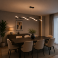 Nowoczesna Lampa Wisząca LED Fala Czarna Modern Minimalist WAVE LINE 80 - 120 cm