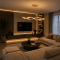 Nowoczesna Lampa Wisząca LED Fala Złota Glamour WAVE LINE Gold 80 - 120 cm