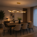 Nowoczesna Lampa Wisząca LED Fala Złota Glamour WAVE LINE Gold 80 - 120 cm