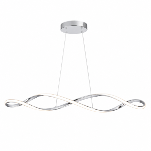 Nowoczesna Lampa Wisząca LED Fala Chrom 92 cm 42W 4500 lm WAVE TWIST CHROME