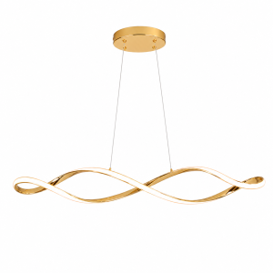 Nowoczesna Lampa Wisząca LED Fala Złota 92 cm 42W 4500 lm WAVE TWIST GOLD